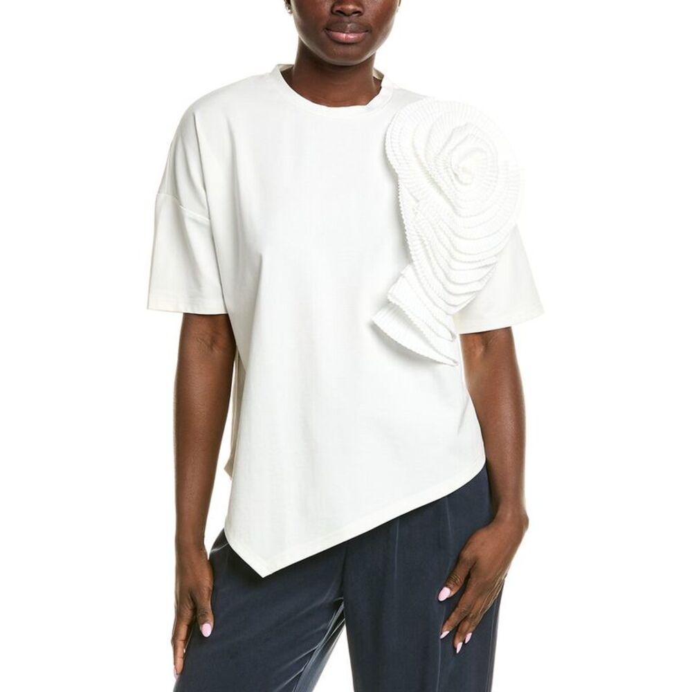 Gracia Womens  Flower T-Shirt, White